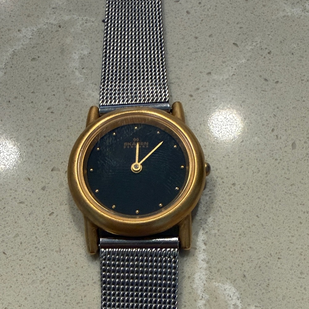 Gold and Black Watch with Mesh Band